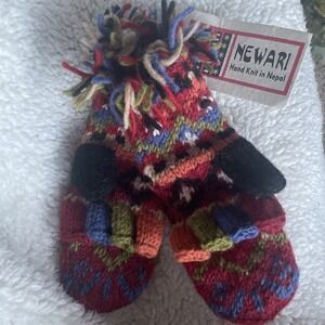Kids Icelandic Design Newari Nepal 100% Wool Chunky Knit Mittens NWT!
